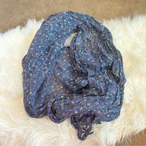 Aerie Navy Blue and Multicolor Tassel Scarf